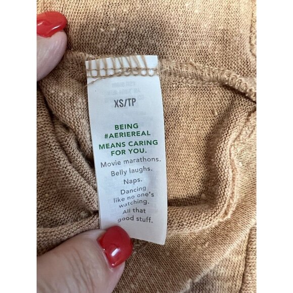 Aerie Breezy Boyfriend Tee~Size XS~Brown/Orange Oversized Comfy Shirt ~ L13 10 - Picture 6 of 7